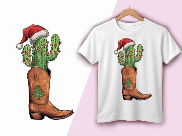 Christmas Cactus with Cowboy Boot Vector: A Designer’s Perspective