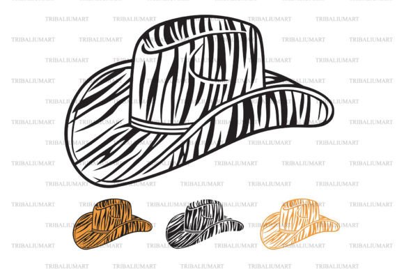 Cowboy Hat with Tiger Print: A Bold Embroidery Design for Creative Projects