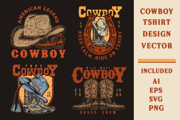 Cowboy Wild West Rodeo Vintage Logo Review for Real Projects