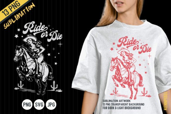 Cowgirl Western Ride or Die Retro: A Bold Embroidery Design for Real Projects