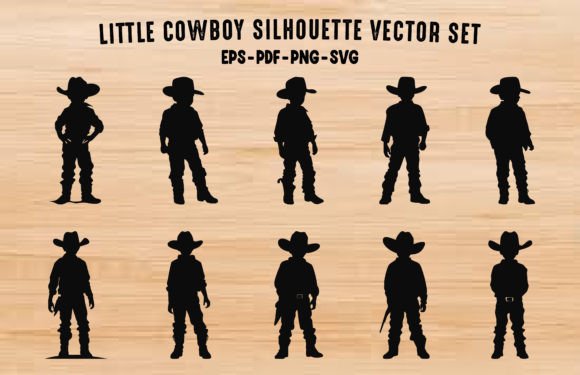 Little Cowboy Silhouette Clipart PNG Set Review for Embroidery Projects