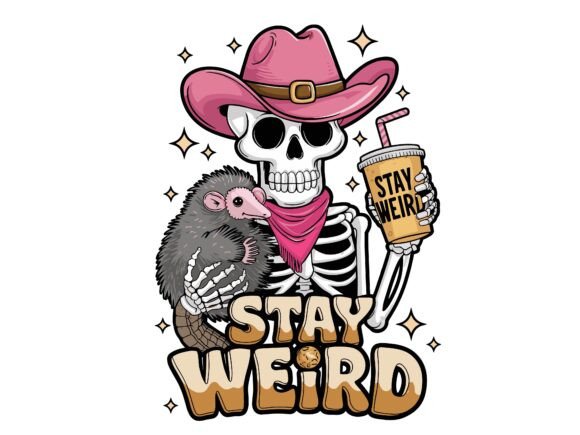 Stay Weird Skeleton Cowboy with Opossum Embroidery Design Review